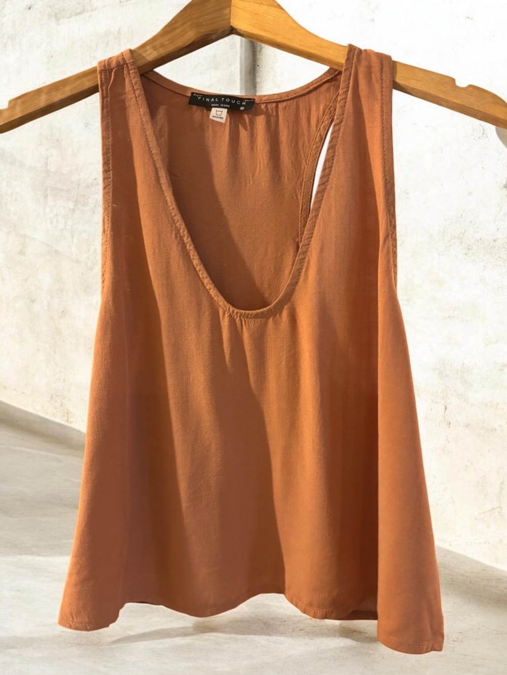 Final Touch Rust Orange Scoop Neck Tank NWOT